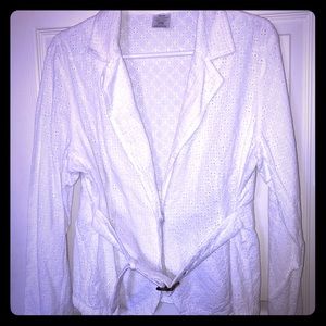 White cotton eyelet blazer